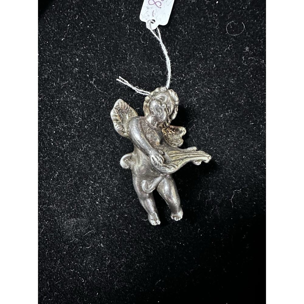 Vtg Signed Sam Philipe Cherub Mandolin‎ Pendant Brooch 12g Sterling Silver 925 - Picture 2 of 9